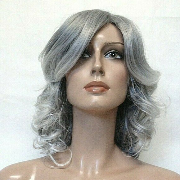 Medium Length Wavy Grey/Silver Heat Resistant Wig main image 6